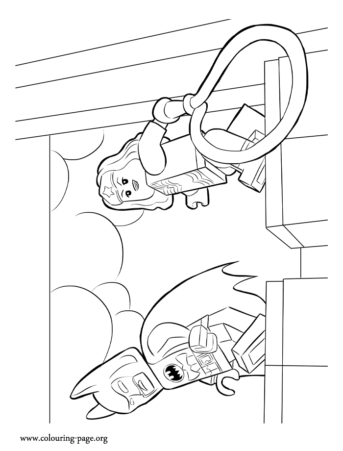 The Lego Movie - Wonder Woman and Batman walking coloring page