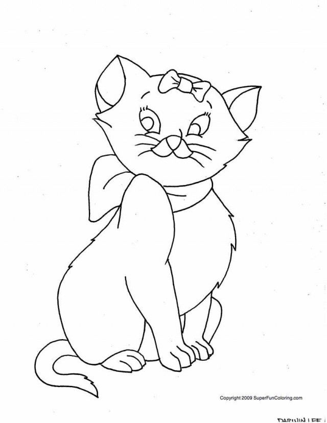 Cute Cat Coloring Page Label Cute Cartoon Cat Coloring