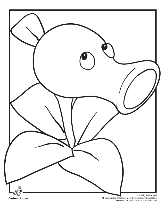 Zombie Peashooter Coloring Page 