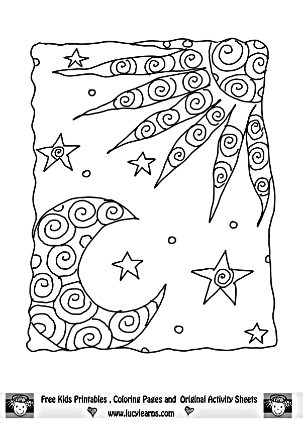 and moon Colouring Pages