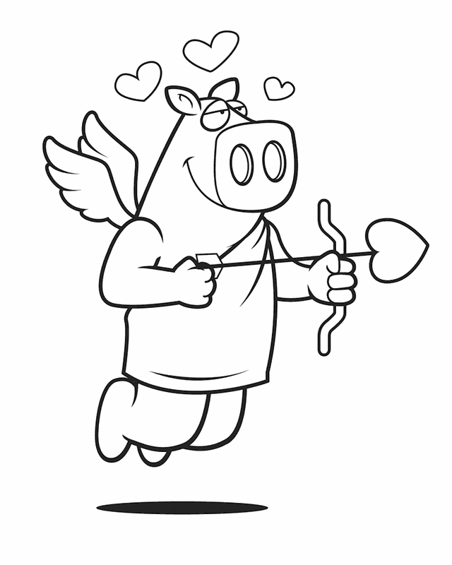 Pig in love | Free Printable Coloring Pages