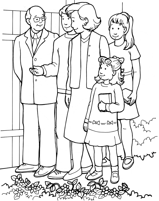 a family going to church Colouring Pages