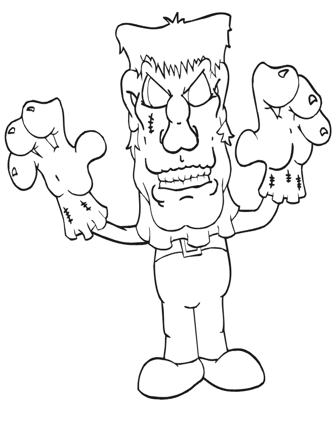 Frankenstein Coloring Page | Kid in Costume