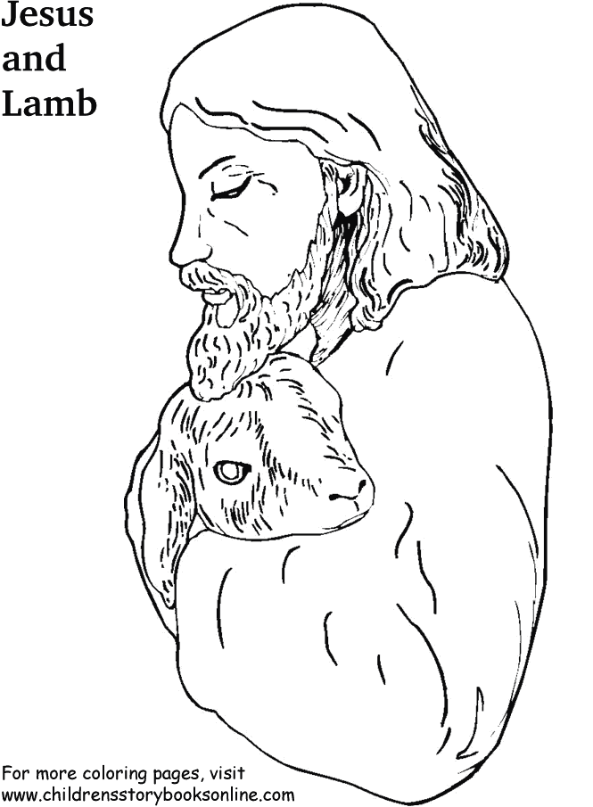 Coloring Book Pages For Children Jesus And Lamb