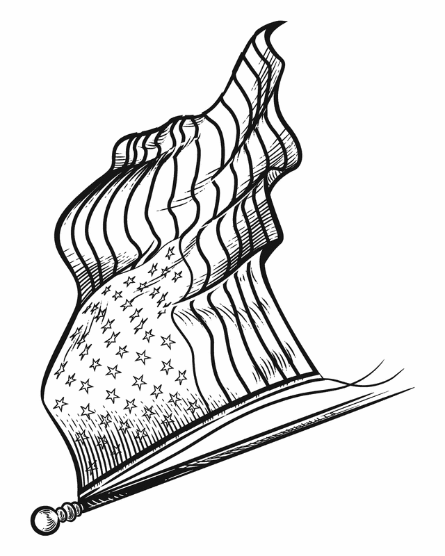 Waving American Flag | Free Printable Coloring Pages