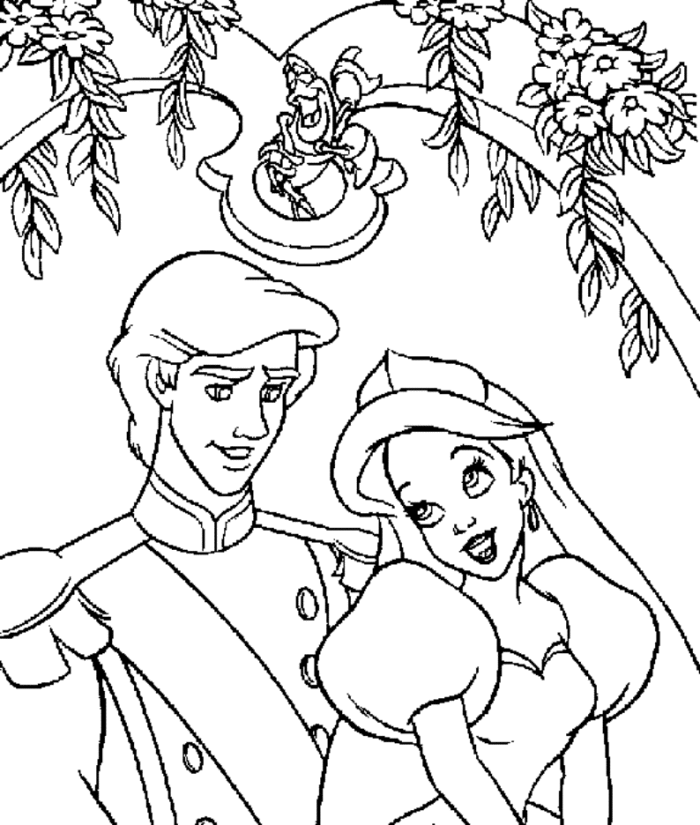 Eric Saves Ariel Little Mermaid Coloring Page - Princess Coloring