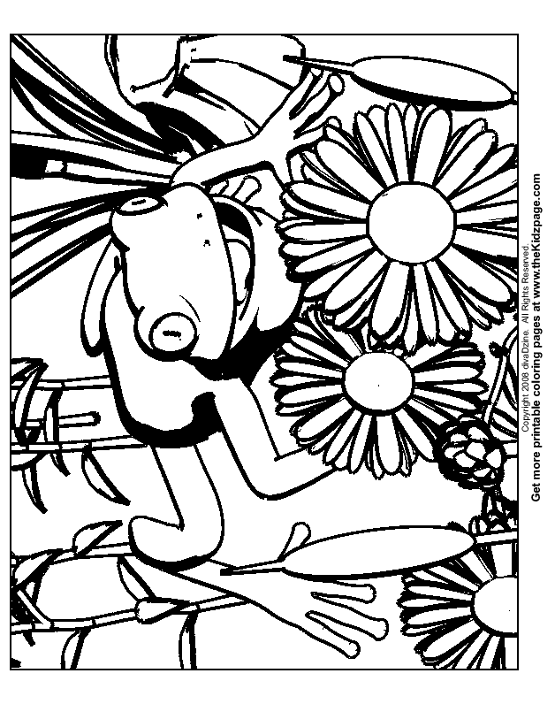 Frog and Flowers Free| Coloring Pages for Kids 