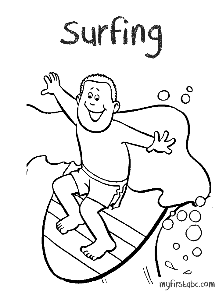 Surfing Coloring Page - My First ABC