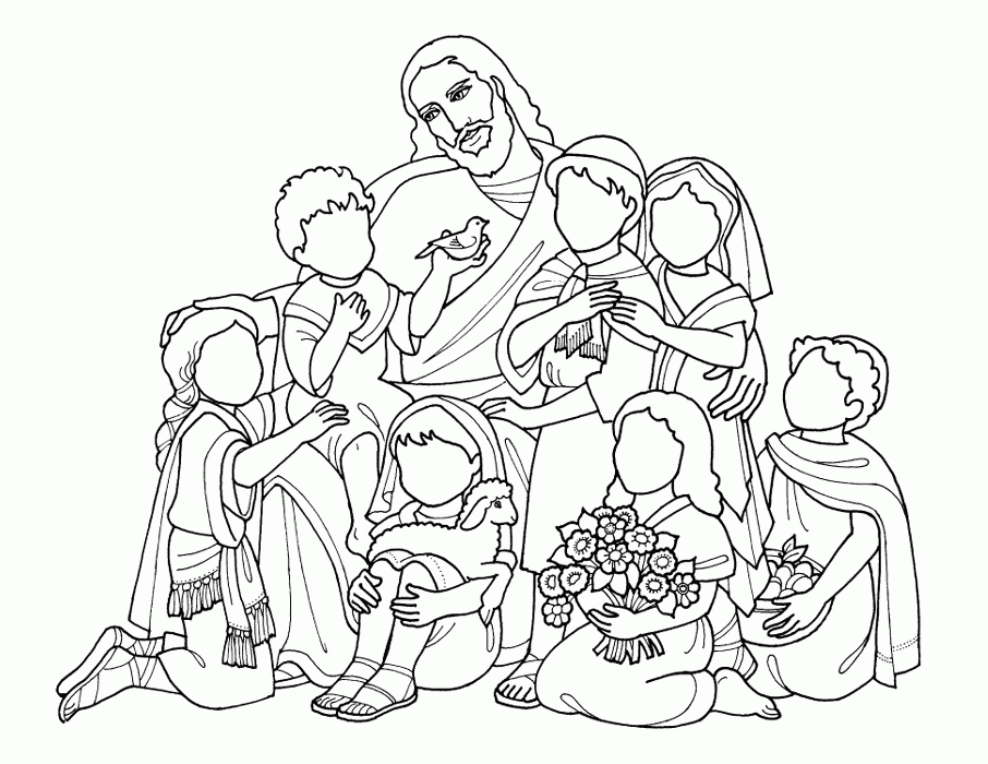 coloring page children with jesus | Printable Coloring Sheet