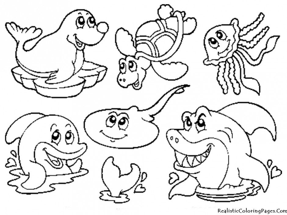 Ocean Animals Coloring Pages Realistic Hagio Graphic Sea