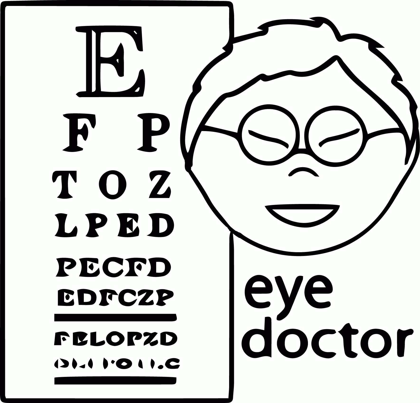 Asian eye doctor occupation coloring Page