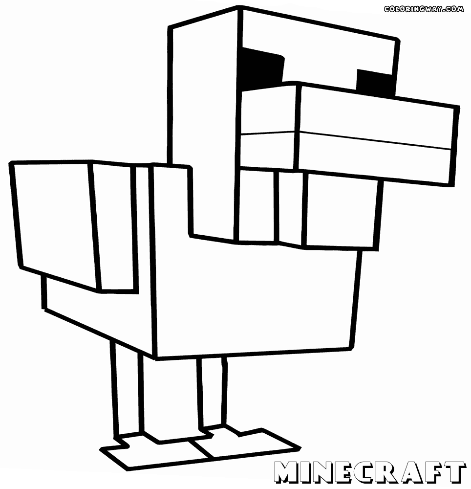 Apollinaire Leanna - Free Coloring Pages: Minecraft Chicken Coloring Page