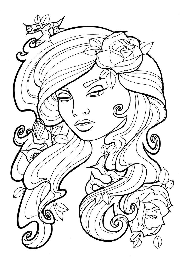 woman tattoo coloring pages - Clip Art Library