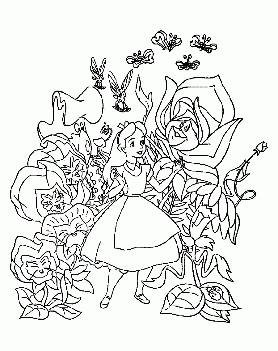 Alice In Wonderland Coloring Pages Cartoon And Movie | Coloring