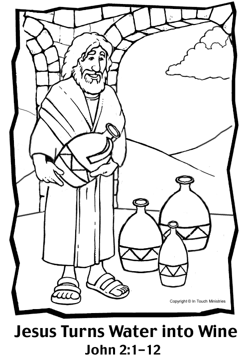 jesus turn water into wine coloring - Clip Art Library