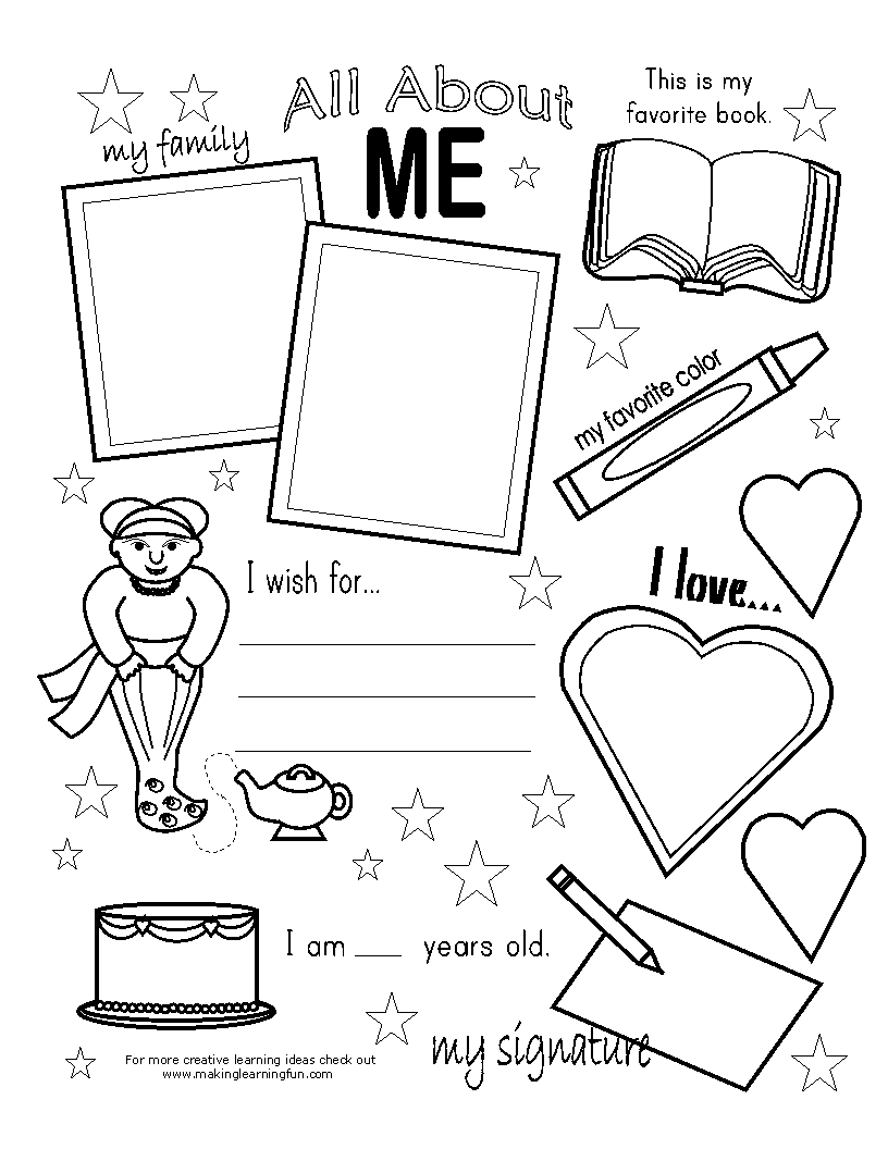 All About Me Coloring Page