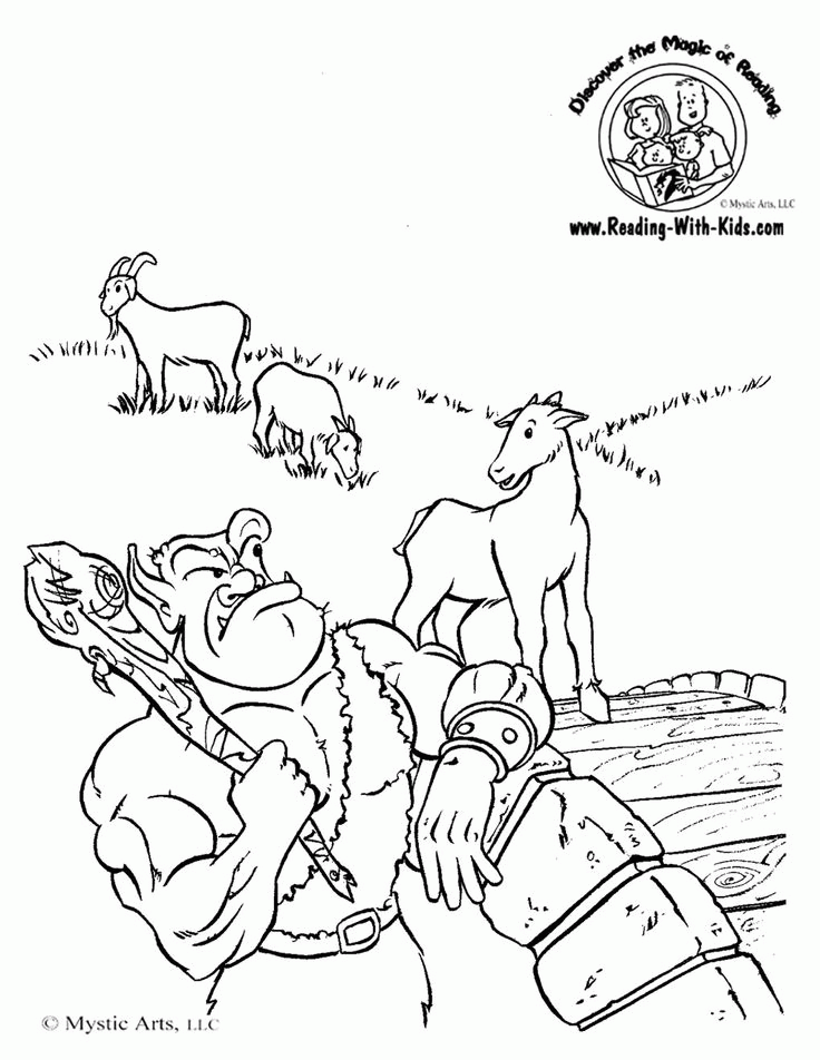 New Free Coloring Pages Of Billy Goat Gruff Troll, Kindergarten