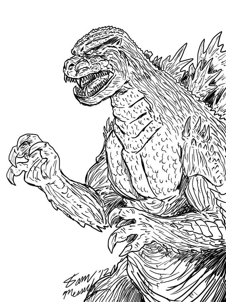 Gambar Mewarnai Godzilla : Godzilla 2014 Coloring Page Coloring Home