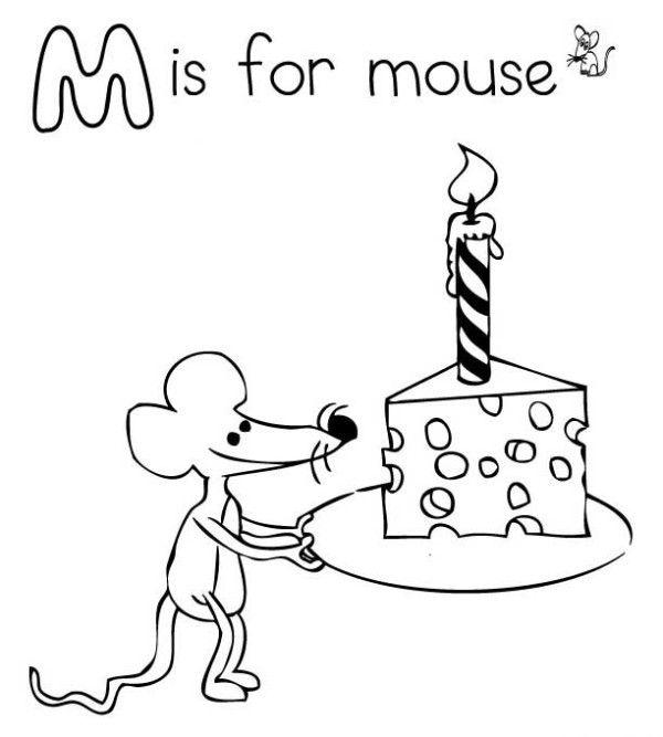 birthday-mouse-letter-m-coloring-pages - Free  Printable Coloring