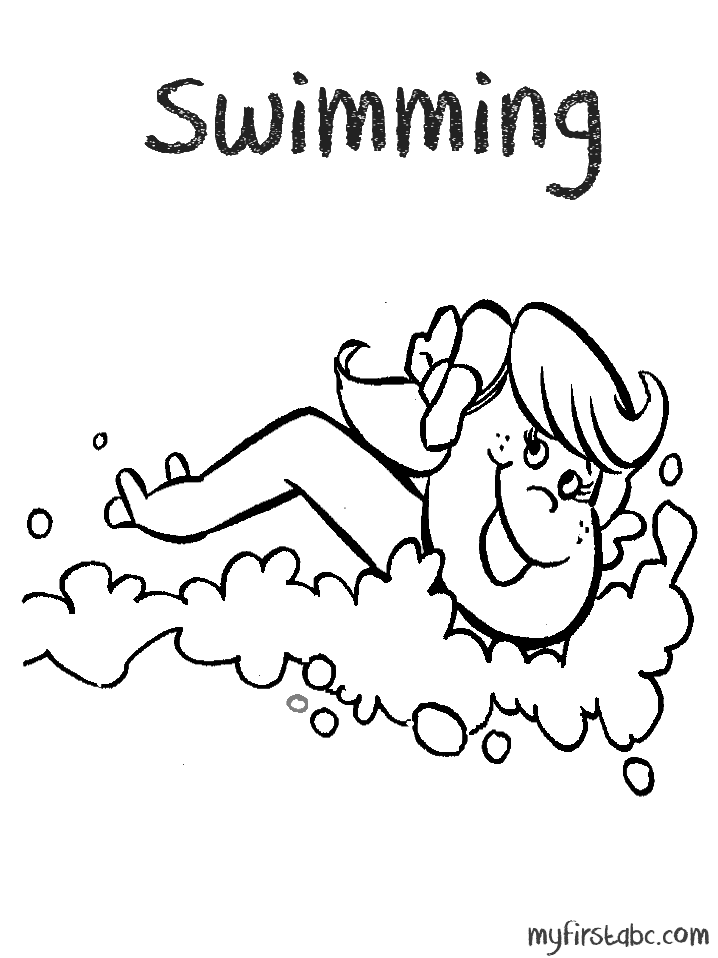 Free Girl Swimmer Coloring Page, Download Free Girl Swimmer Coloring