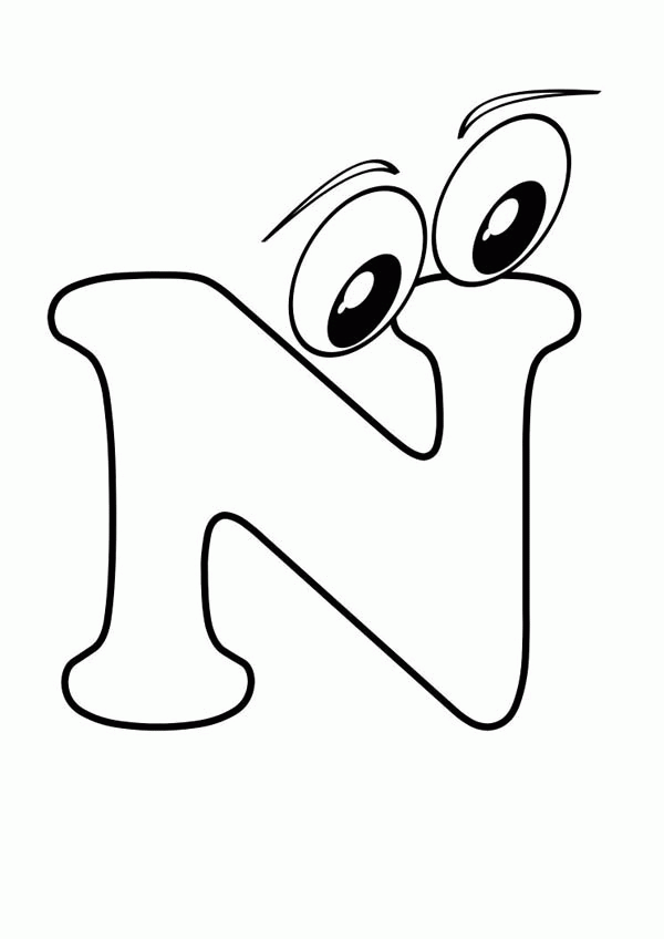 Preschool Coloring Pages Letter N 