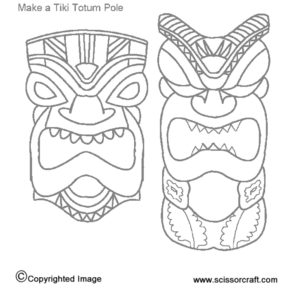 Tiki Mask Printable | Coloring Pages for Kids and for Adults
