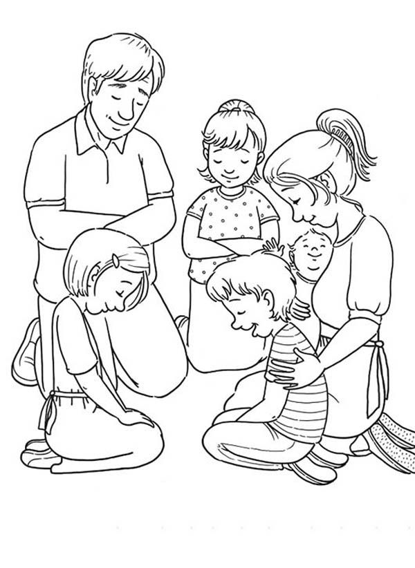 Children Praying Coloring Page - Coloring Style Pages