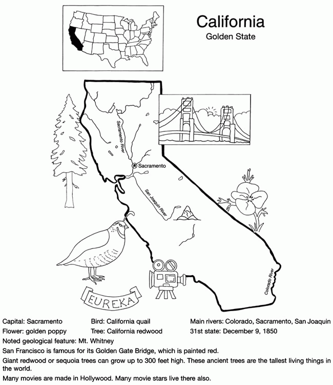  California Map Coloring Page - California State Map