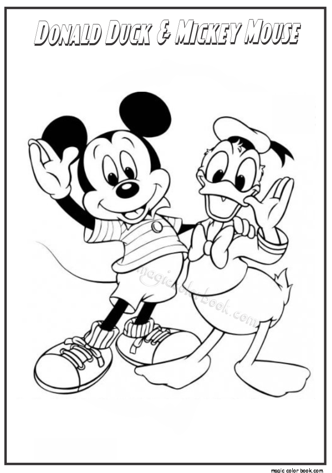 Donald duck and mickey mouse coloring page