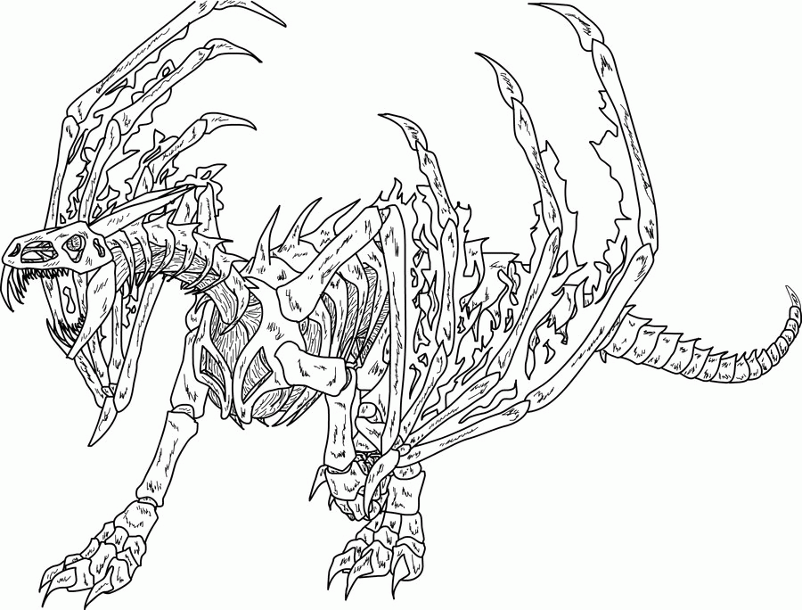  Skeleton Dragon Coloring Pages - Bone Dragon Drawings