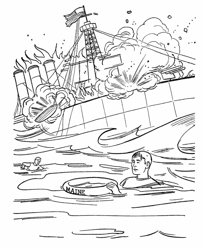  Sinking Battleship Coloring Pages - Black Pearl Pirate
