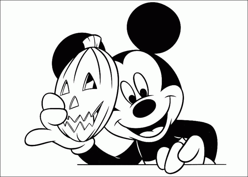 Halloween Coloring Pages Mickey Mouse Minnie Pumpkin 