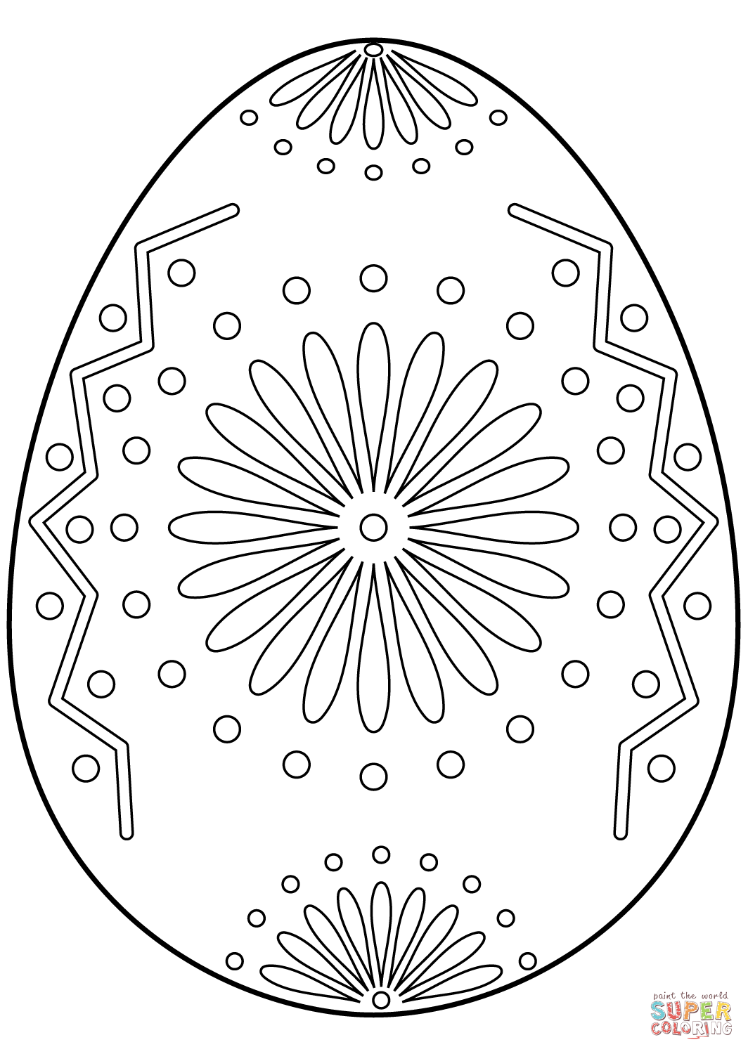 Easter Egg with Floral Ornament coloring page | Free Printable