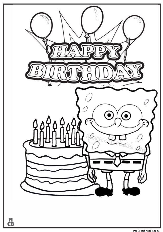 happy birthday spongebob coloring pages  clip art library