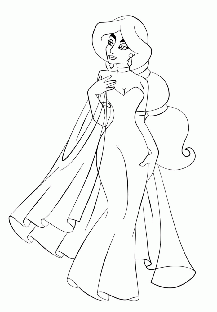 Cinderella in Wedding Dress Coloring Page | Cinderella pages