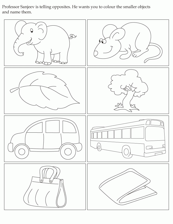 Opposites coloring page sample