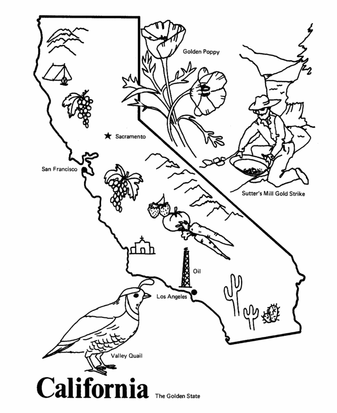 USA-Printables: State of California Coloring Pages - California