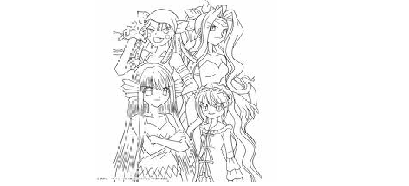 4 anime friends in a group