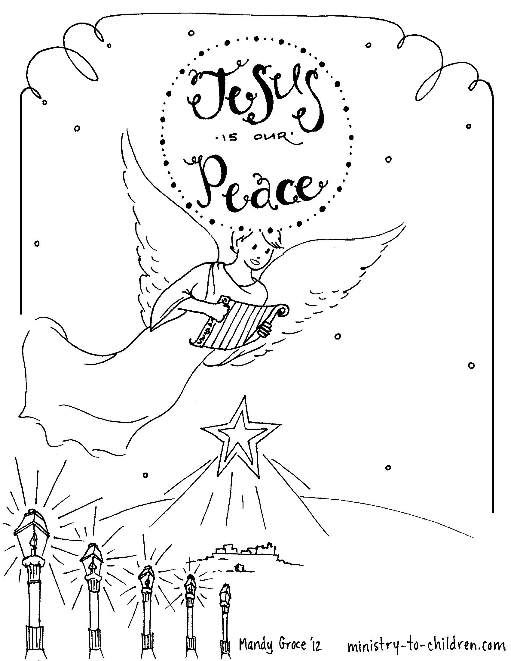 Angels Over Bethlehem Coloring Page for Christmas