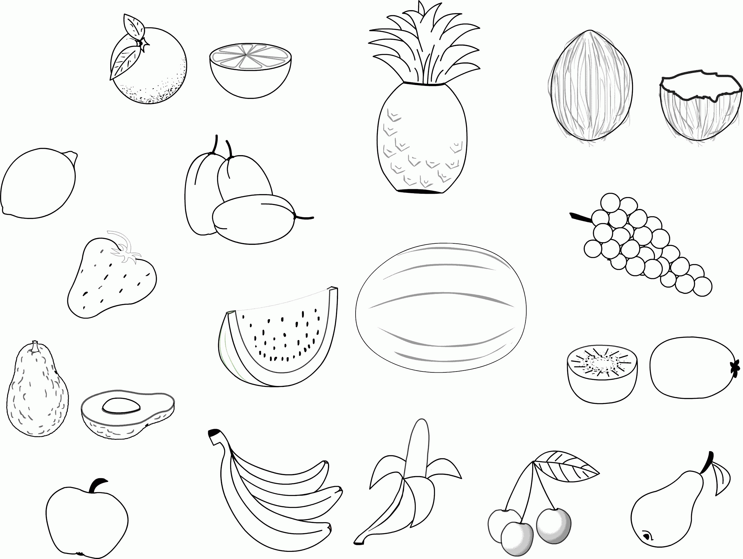 Free Fruits And Vegetables  Coloring Pages for Kids Printable ...