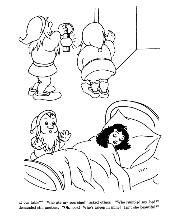 Snow White and the Seven Dwarfs fairy tale story coloring pages