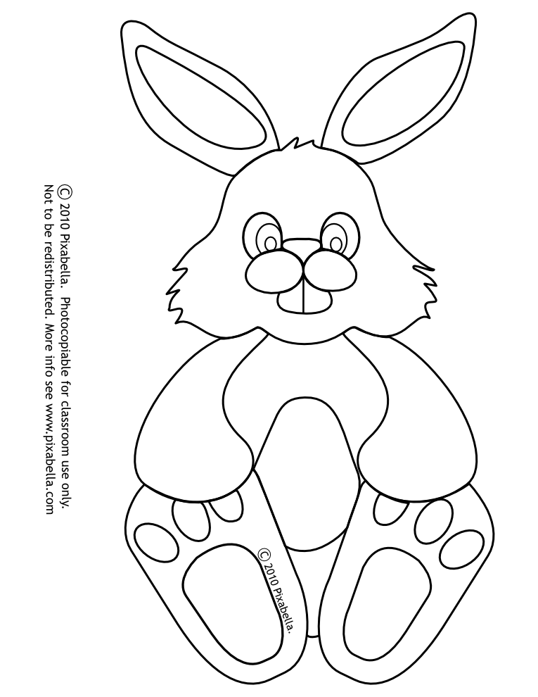 Rabbit Coloring Page or Easter Decorations | Free Clip Art from