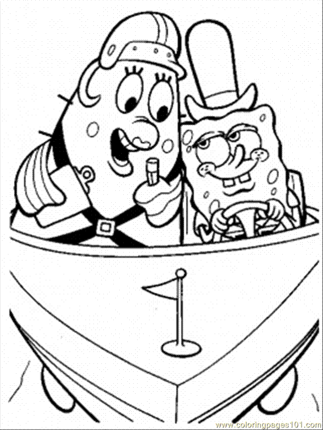 Coloring Pages Patrick And Spongebob In The Little Boat Cartoons