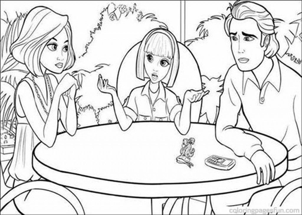 Cartoon: Easier Barbie Thumbelina Coloring Pages Picture