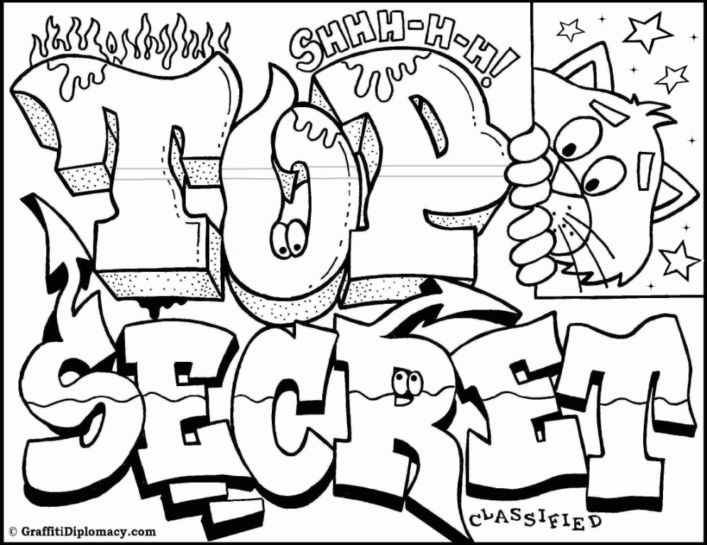 graffiti words coloring pages for teenagers 