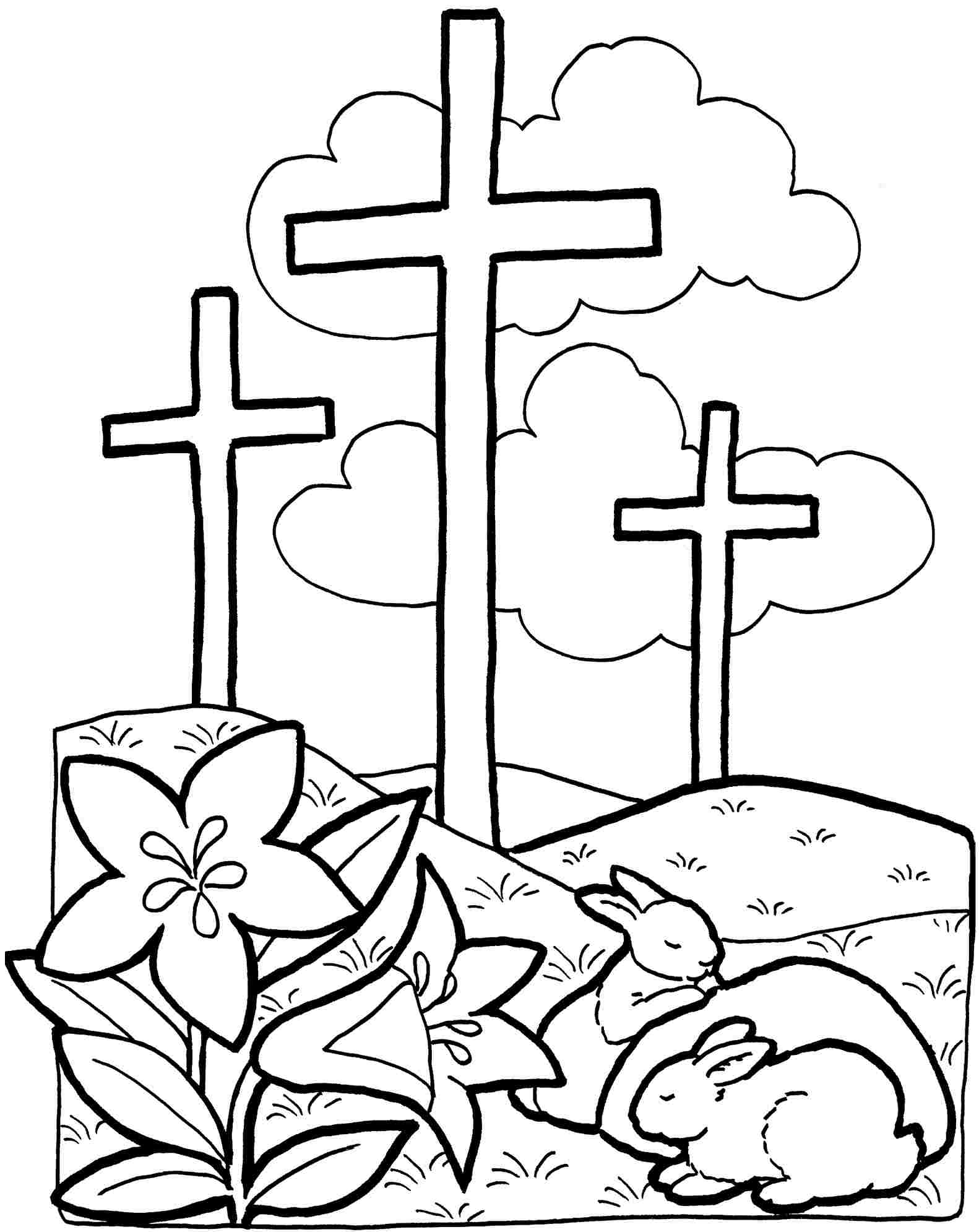 Coloring Page Easter Cross 