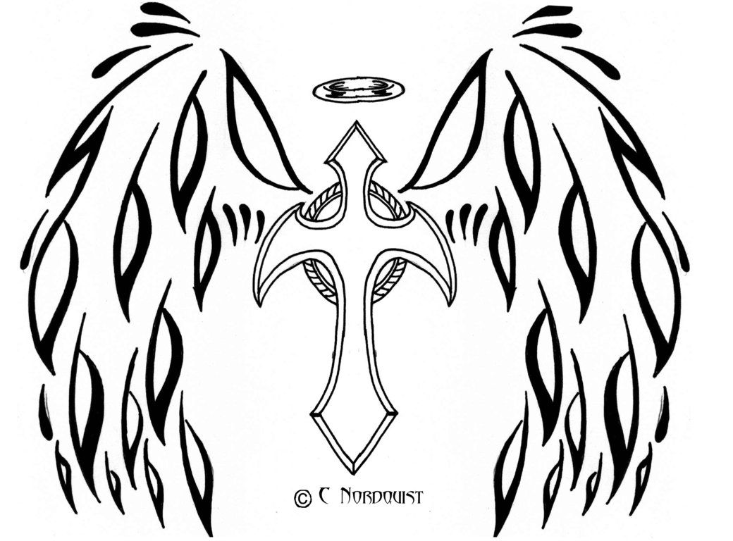  Cross With Angel Wings Coloring Pages - Angel Wings