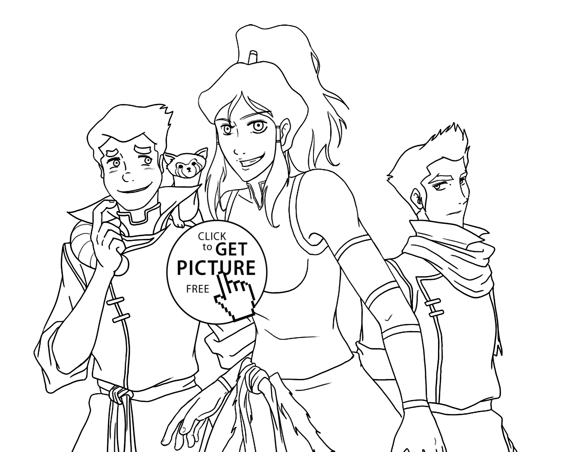 Korra and friends| Coloring Pages for Kids, printable free 