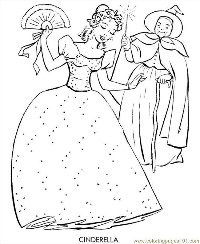Coloring Pages Cinderella 02 (Cartoons  Cinderella)| free printable