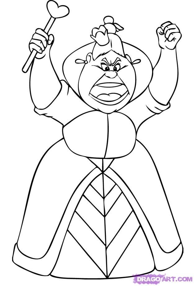 How to Draw The Queen of Hearts, Step by Step, Disney Characters